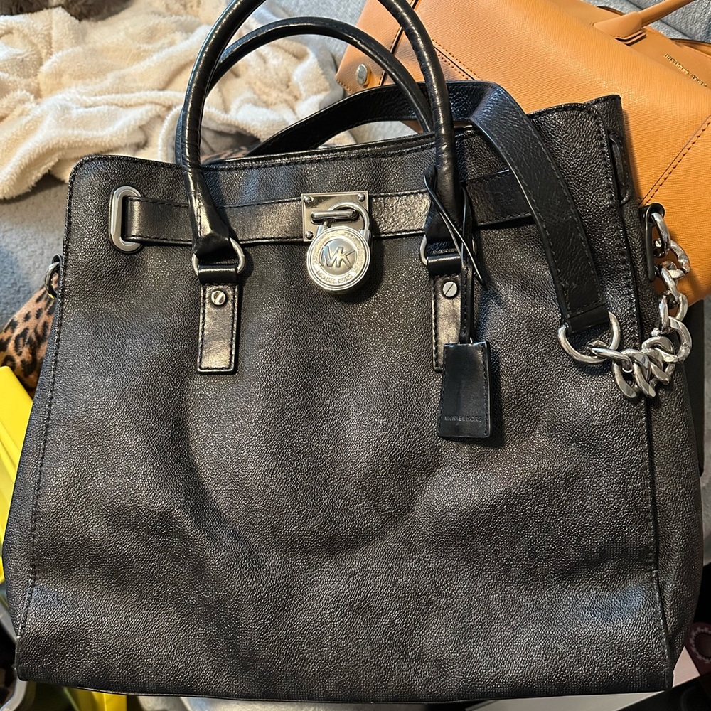 Michael Kors Black Leather Tote Bag